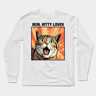 Real Kitty Lover Cute Cat Cartoon Cat Lover. Long Sleeve T-Shirt